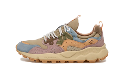 YAMANO 3 WOMAN Sneakers in suede e tessuto tecnico - petrol grey light papaya